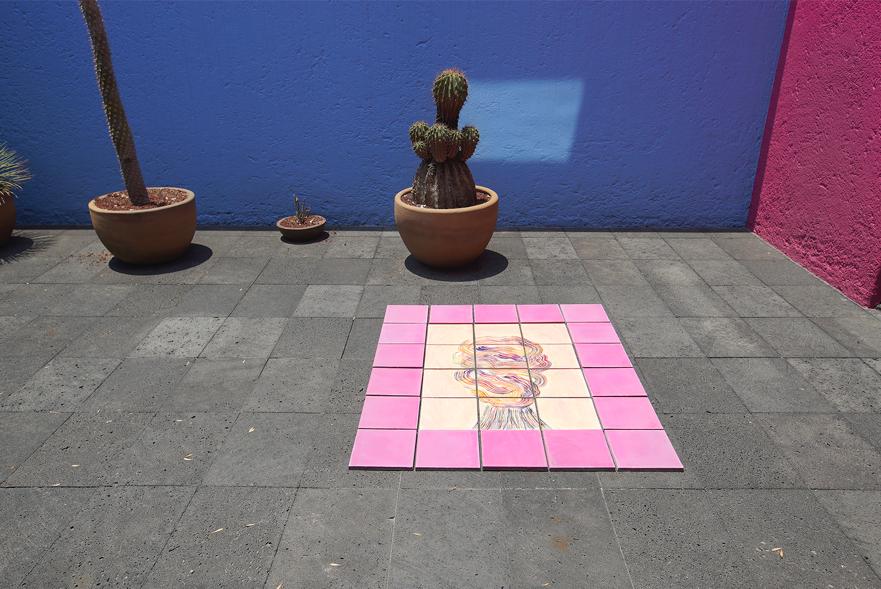 Installation view, Casa Gilardi, Mexico DF with ceramic tiles by Robert Janitz