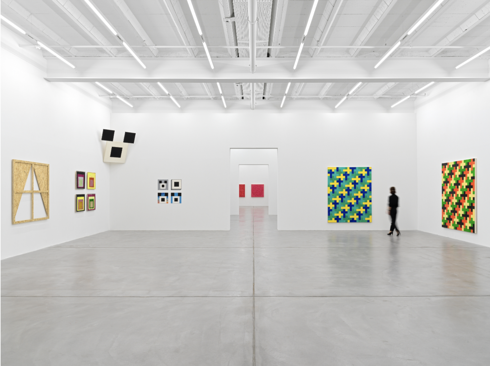 Installation view with works by Gina Fischli, Anton Bruhin, and Jan Kiefer