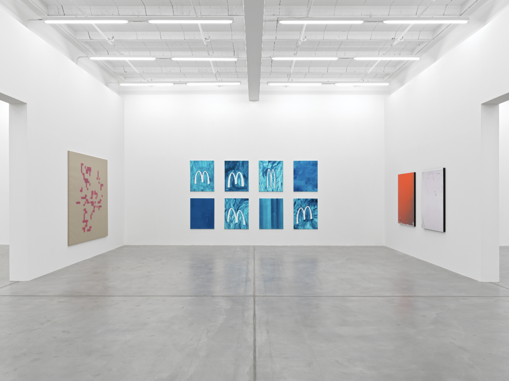 Installation view with works by Tina Braegger, Othmar Farré, and Damien Juillard